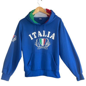 Blue Italia Soccer Sweatshirt Hoodie Italian Flag Men’s Large